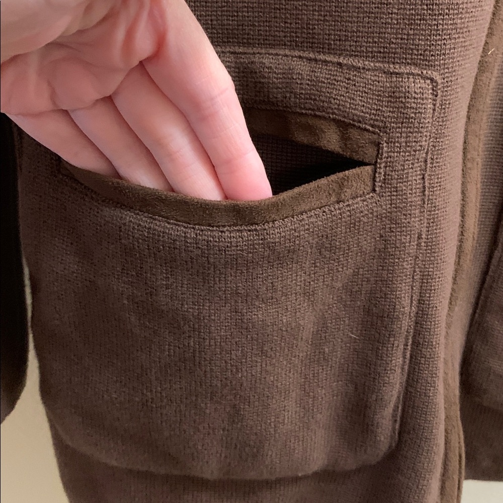 Lauren Ralph Lauren Petite Brown Two Way Cardigan Women’s Size Small Petite - Picture 4 of 8